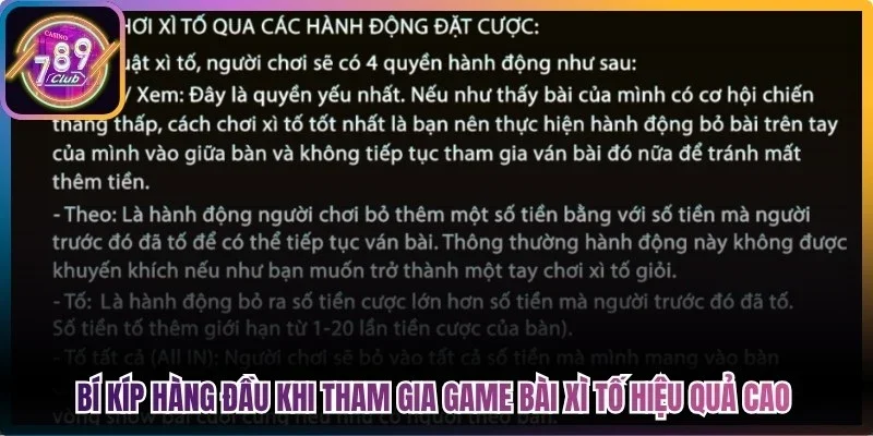 Bí kíp hàng đầu khi tham gia game bài xì tố hiệu quả cao