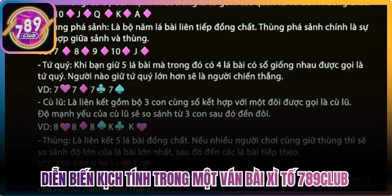 Diễn biến kịch tính trong một ván bài xì tố 789Club