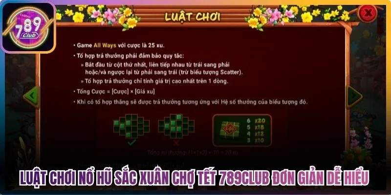 Luật chơi nổ hũ sắc xuân chợ tết 789Club đơn giản dễ hiểu 